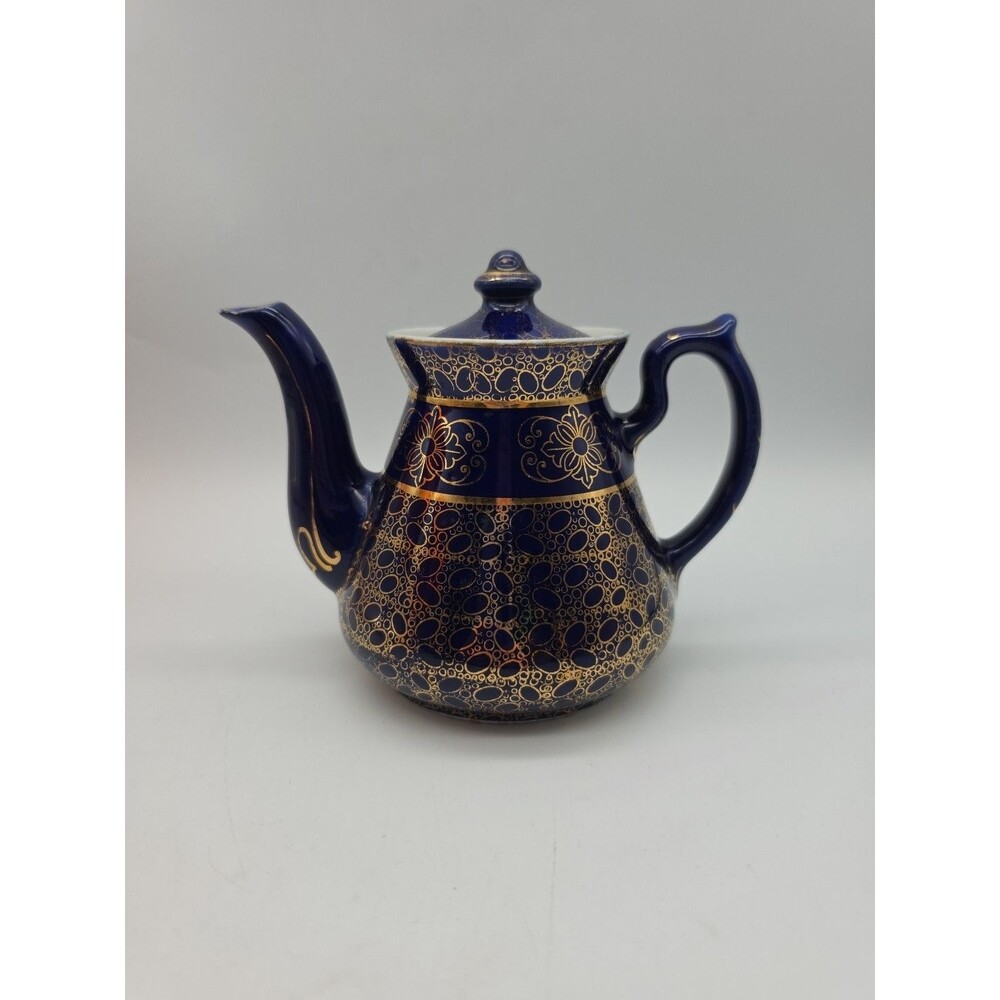 Vintage Hall's China Teapot Philadelphia Cobalt Blue & Gold 6 Cup